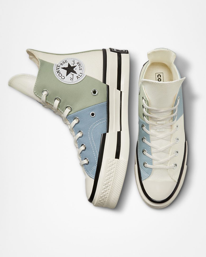 Zapatillas Altas Converse Chuck 70 Plus Material Mashup Mujer Verde Oliva | PE 574E0P